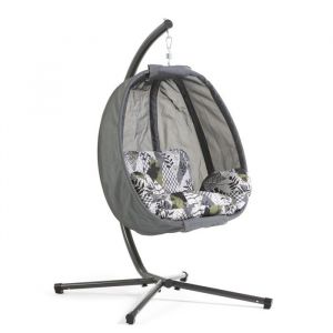 Fauteuil Suspendu - Cosmo - Design Enveloppant - Autoportant - Int&eacute;rieur/Ext&eacute;rieur - Gris