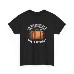 T-shirt Noir Homme Retraite Nouveau CDI Tee Shirt Humour Vive la Retraite Valise Idée Cadeau Départ : Couleur - Black Taille - M
