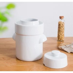 Pot &agrave; choucroute avec pierres lacto-fermentation 3L Blanc