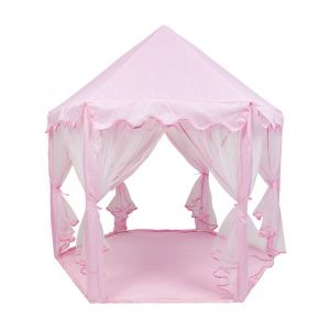 Tente de jeu hexagonale pour enfants - ERROLVES - ch&acirc;teau de princesse - maison de jouet - Rose - 140 CM