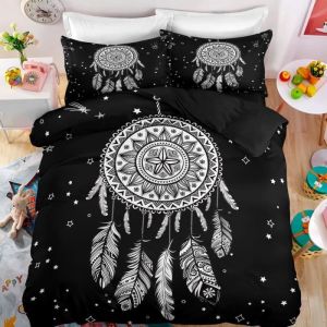 Attrape-r&ecirc;ve plumes &eacute;toiles Parure de lit 3 pieces 1 housse de couette 140*200cm et 2 taies doreillers 63*63cm