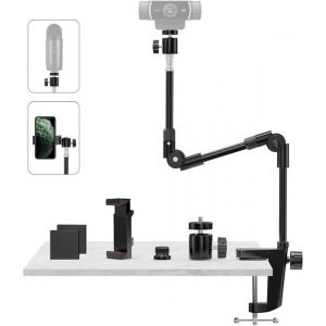 Support Webcam Avec Support Téléphone & Vis 5/8” 63.5Cm Support Videoprojecteur Flexible Pied Micro De Bureau Col De Cygne Pour