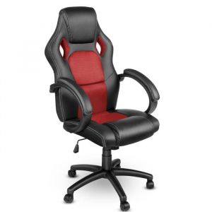 TRESKO Chaise de bureau Fauteuil de bureau RACING SPORT GAMER Noir - Rouge Rembourrage &Eacute;pais - Hauteur R&eacute;glable