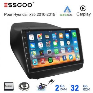 Autoradio Android pour Hyundai Tucson ix35 - ESSGOO - 9 pouces - Android 15 - CarPlay - Android Auto - GPS int&eacute;gr&eacute;