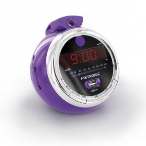 Radio-r&eacute;veil Pop Purple FM USB projection double alarme - violet