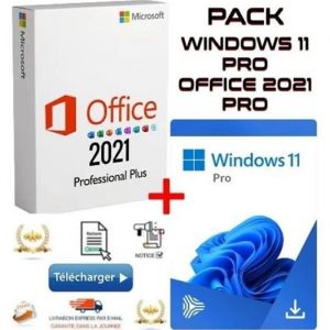 Pack logiciel - Microsoft - Windows 11 Pro  +  Office 2021 - 1 licence -Activation &Agrave; Vie - Livraison Par Email - Facture Avec Tva