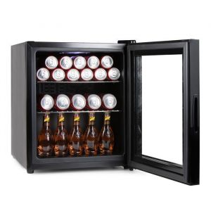 PRIMO PR178BC Réfrigérateur à boissons - Minibar - Mini réfrigérateur - Porte vitrée - Pose libre - 46L - D - Noir