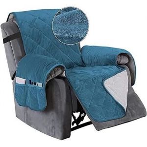 Housse de Fauteuil Relax Matelass&eacute; Inclinable Couvre Fauteuil Relax Imperm&eacute;able Housses de Protege Fauteuil Inclinable Bleu