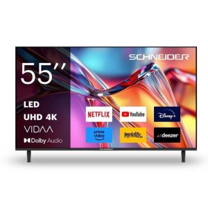 SCHNEIDER - 55A2 - TV LED 4K UHD 55(139cm) - Smart Vidaa - 3840 x 2160 pix 4K UHD - Dolby audio - Netflix - Youtube