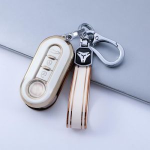 Coque de clé pour Fiat 500 500L 500C Ducato Doblo Panda Punto Lancia Delta Grande Bravo Fiorino Qubo Scudo Stilo 3blanc