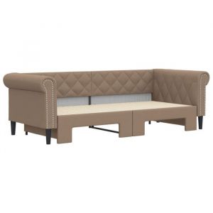 Lit banquette 2 places - Canapé/Lit de jour avec lit gigogne cappuccino 90x200 cm similicuir CAL6139103