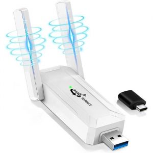 Adaptateur WiFi USB Cl&eacute; USB WiFi 5G/2.4G 1300Mbps R&eacute;cepteur wifi usb avec Antenne 5dBi pour PC Ordinateur - TOPESCT