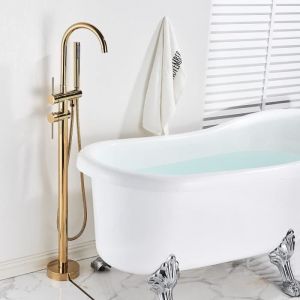 Suguword Robinet de Baignoire Cascade orÎlot Autoportante Bain Mélangeur Mitigeur de Baignoire Îlot sur Pied avec Douchette