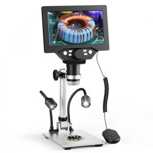 TTLIFE Microscope Numérique Hauteur Pivotante 1200X 12MP et Microscope Mini Microscope à Écran LCD de 7 Pouces avec 2 Lumières