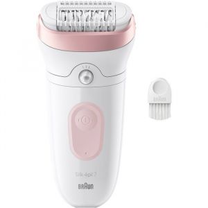 &Eacute;pilateur &eacute;lectrique - BRAUN - SILK EPIL 7 SE 7-000 - 2 vitesses - Sans fil - 40 min - Blanc / Rose