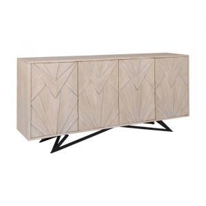 Buffet 170 cm 4 portes bois massif blanc vieilli et noir &ndash; Collection OSMOSE