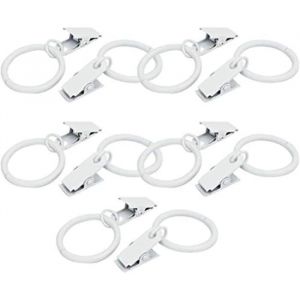 20pcs Blanc Anneaux de Rideaux avec Pinces Metal Rideau Clips Crochet Anneaux de Rideaux Blancs Vintage Résistants à la Rouille
