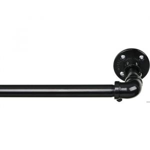 Tringle &agrave; Rideaux Industrielle Noire R&eacute;glable 81-144 cm en Acier Inoxydable pour Mur ou Plafond Style Loft Rustique