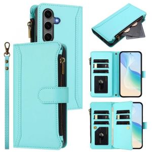 Coque pour Samsung Galaxy S25 Plus/S24 Plus 6.7 Etui Portefeuille en Cuir PU Housse Porte-Cartes avec DragonneVert menthe