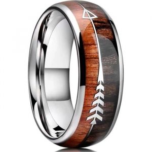 Zense - Bague pour homme façon boisée en acier avec flèche ZR0173