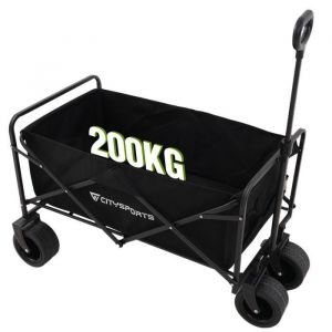 BROUETTE-Chariot de Plage Pliable - Tout Terrain - Poignée Réglable - Noir - une capacité de charge de 200KG