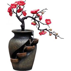 Fontaine dintérieur en résine - Vase cascade - Pour intérieur et extérieur - Fontaine de table - Salon - Home zen - Idée cadeau