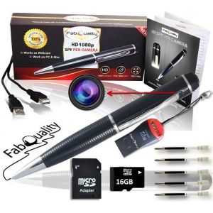 Caméra Stylo FabQuality Cachée 1080P HD Caméra Espion avec Enregistrement vidéo-Audio-Photographie-Enregistrement en Boucle