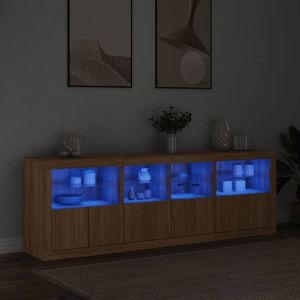 Buffet bahut - grand espace - avec lumières LED chêne sonoma 202x37x67 cm(79283) ZLH