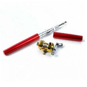 P&ocirc;le de p&ecirc;che 1pc Polon mini canne &agrave; p&ecirc;che de type stylo portable accessoire de p&ecirc;che en alliage daluminium rouge
