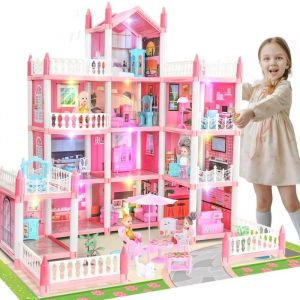 Maison de Poup&eacute;e 11 Chambres avec Accessoires de Meubles Miniatures Maison de R&ecirc;ve pour Poup&eacute;es pour Filles DIY Cadeau pour