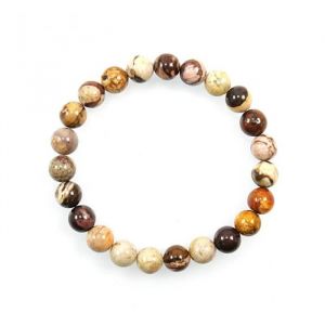 Bracelet - Jaspe z&eacute;br&eacute; dAustralie - Femme - &Eacute;lastique - 24 perles - Lithoth&eacute;rapie