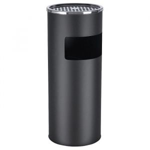 Cendrier ext&eacute;rieur avec poubelle en acier inoxydable 30L litres noir 2012088