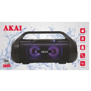Enceinte Boombox Étanche Sans Fil et TWS avec Radio FM - AKAI - Noir - Étanche - Sans Fil - BT
