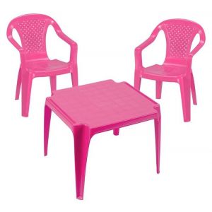 Salon de jardin enfant fushia comprenant une Table  et  2 chaises