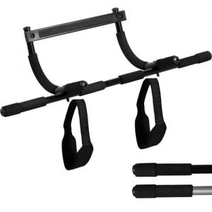 MOVIT Barre de traction noire sans perçage avec sangles de suspension et support pour cadre de porte 60 à 80cm