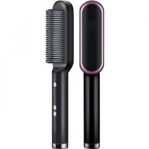 Brosse Lissante Chauffante Brosse Lissante Cheveux Ionique Infrarouge avec 5 niveaux de réglage Anti Scald Anti Statique - NOIR