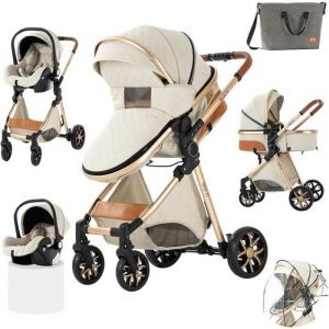 Poussette 3 en 1 Bébé Combinée Siège-Auto Nacelle Trio Réversible Réglable Haute Qualité Roues increvables Canne blanc.bazarland30