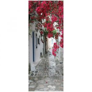 Stickers Porte Poster 77x200cm Fleur 3D Papier Peint Porte Trompe loeil pour Salon Chambre Décoration Stickers Muraux Imperméable