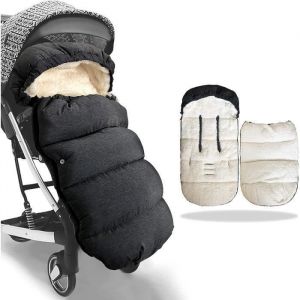 Chanceliere b&eacute;b&eacute; Universelle pour PoussetteHousse de Pied Hiver Chaud Double &eacute;paississement Cosy Antid&eacute;rapant Noir CHANCELIERE