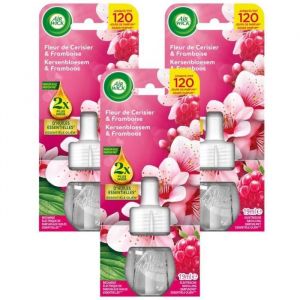 Lot de 3 Recharges Diffuseur désodorisant Electrique Huiles essentielles Fleur de cerisier ET Framboise