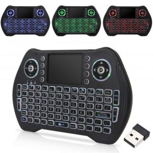 Mini Clavier Tactile sans Fil avec r&eacute;tro&eacute;clairage (Azerty) Souris avec Touchpad pour Smart Android TVMini PCConsoleOrdinateurs