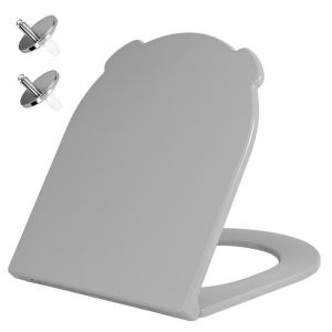 AquaWise Abattant WC Silencieuse R&eacute;sine Duroplast Cuvette Wc softclose Antibact&eacute;rienne Rapide &agrave; Nettoyer D&eacute;montage Facile Gris