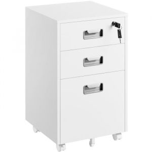 Yaheetech Caisson de Bureau Mobile Caisson de Rangement avec 3 Tiroirs Armoire de Bureau Dossiers Suspendus 40 × 40 × 665 cm Blanc