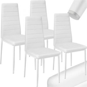 Chaises de Salle à Manger - VIVOLILV  - Lot de 4 Chaises Blanc Scandinave en simili cuir et métal - 42l x 48P x 98H cm