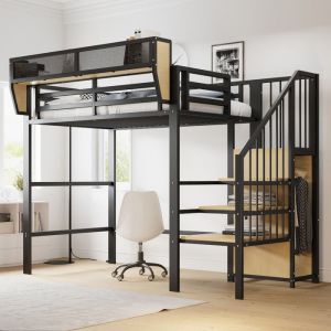 lit mezzanine 2 places avec sommier lit mezzanine avec bureaulit mezzanine enfant 140x200 avec armoire rangementcadre metal