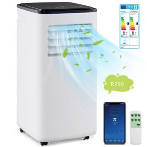 COSTWAY 5 en 1 R290 Climatiseur Mobile 9000 BTU Refroidissement Chauffage Déshumidificateur Contrôle via APP WiFi Minuterie 24h