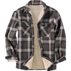 Homme Chemise Doubl&eacute; Chemise Chaude matelass&eacute;e en Flanelle Thermique Chemise &agrave; Carreaux et Rayures D&eacute;contract&eacute;e brun