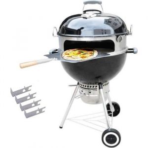 Four à Pizza INOX   kit Ensemble Complet PizzaRing pour Weber 57 cm Pizza au Grill à Charbon de Bouilloire