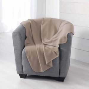 Plaid Polaire - PARIS PRIX - Milou - 125x150cm - Couleur Taupe - Tendance & Moderne