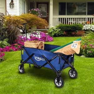 Chariot de Jardin Pliable-Brouette-90x48x96cm-BleuCharge Maximum 150 lbs